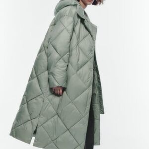 ZARA MINT GREEN PUFFER COAT